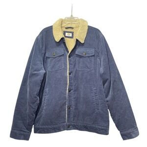 Marine Layer Men's Boise Sherpa Trucker Corduroy‎ Jacket Blue XLarge